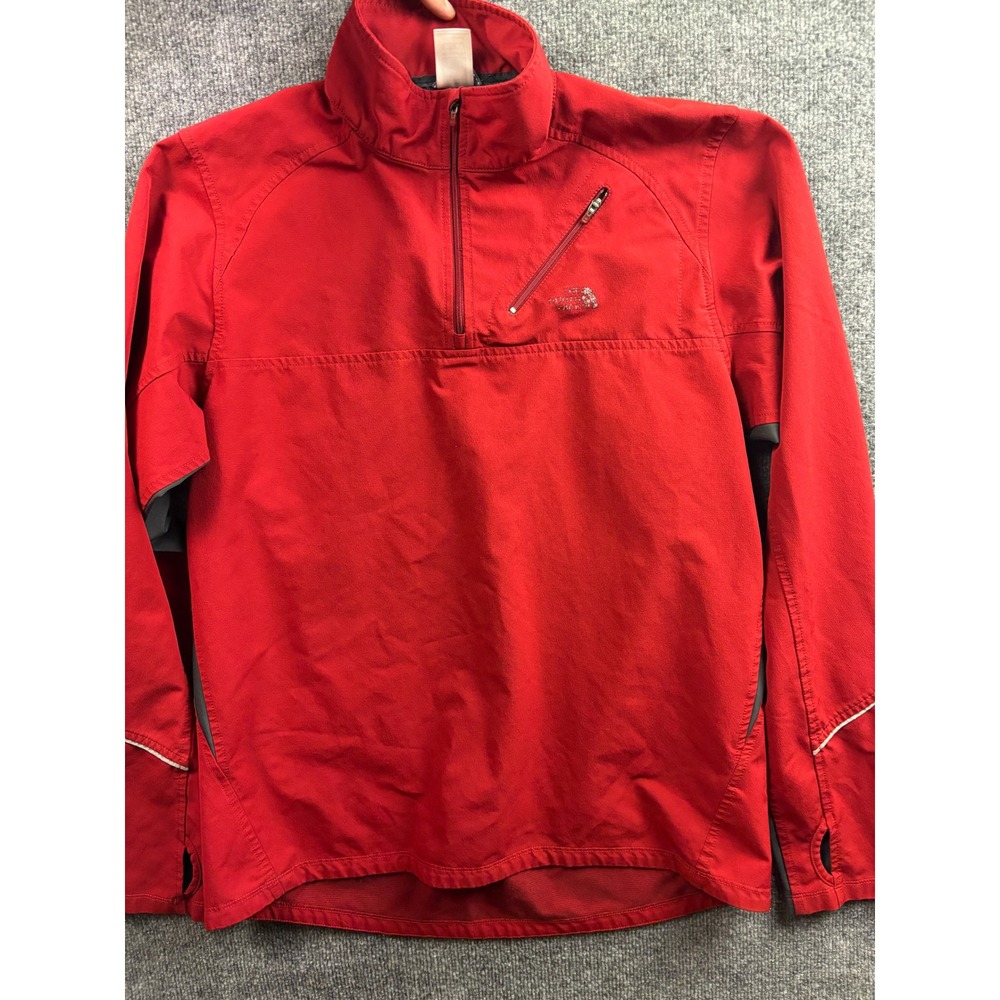 The North Face Pullover Mens Large Red 1/4 Zip Reflective Thumbholes 67948